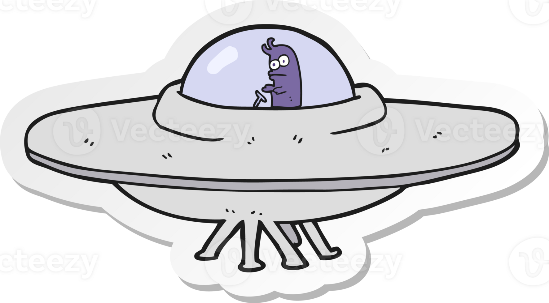 sticker of a cartoon flying saucer png