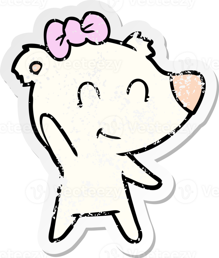 distressed sticker of a female polar bear cartoon png
