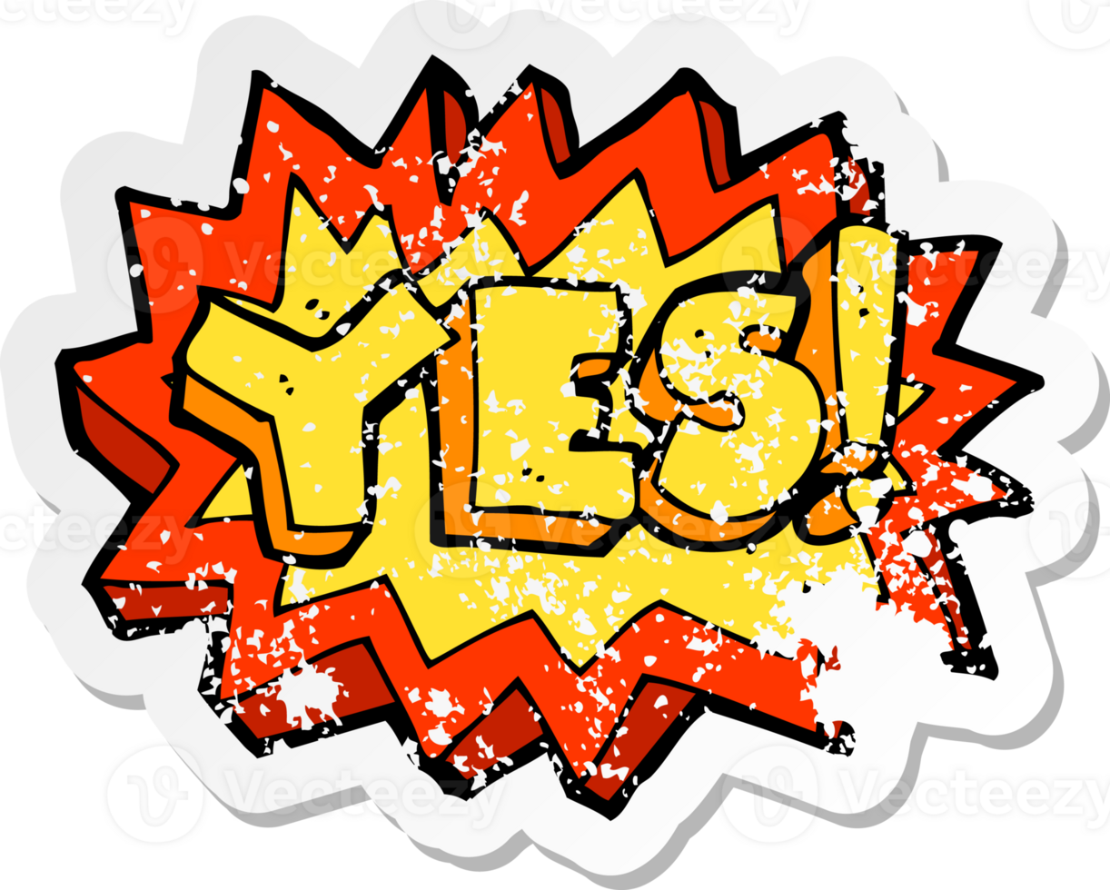 retro distressed sticker of a yes symbol png