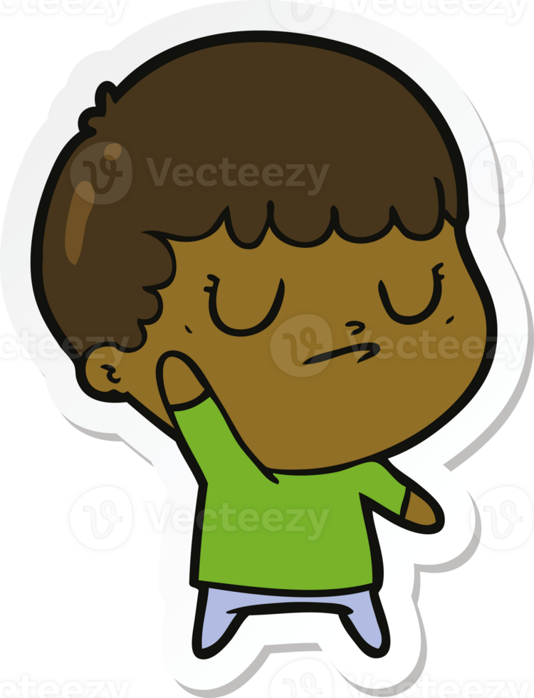 sticker of a cartoon grumpy boy png