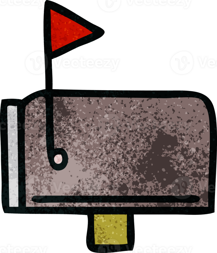 retro grunge texture cartoon mail box png