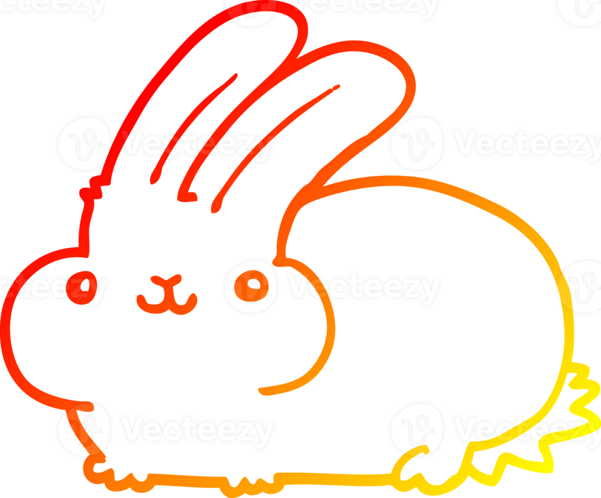 warm gradient line drawing cartoon rabbit png