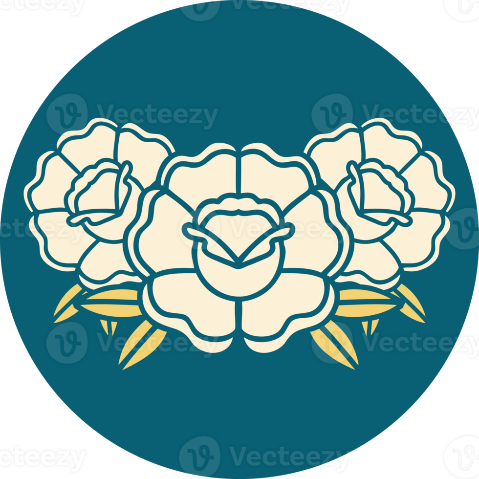 tattoo style icon of a bouquet of flowers png