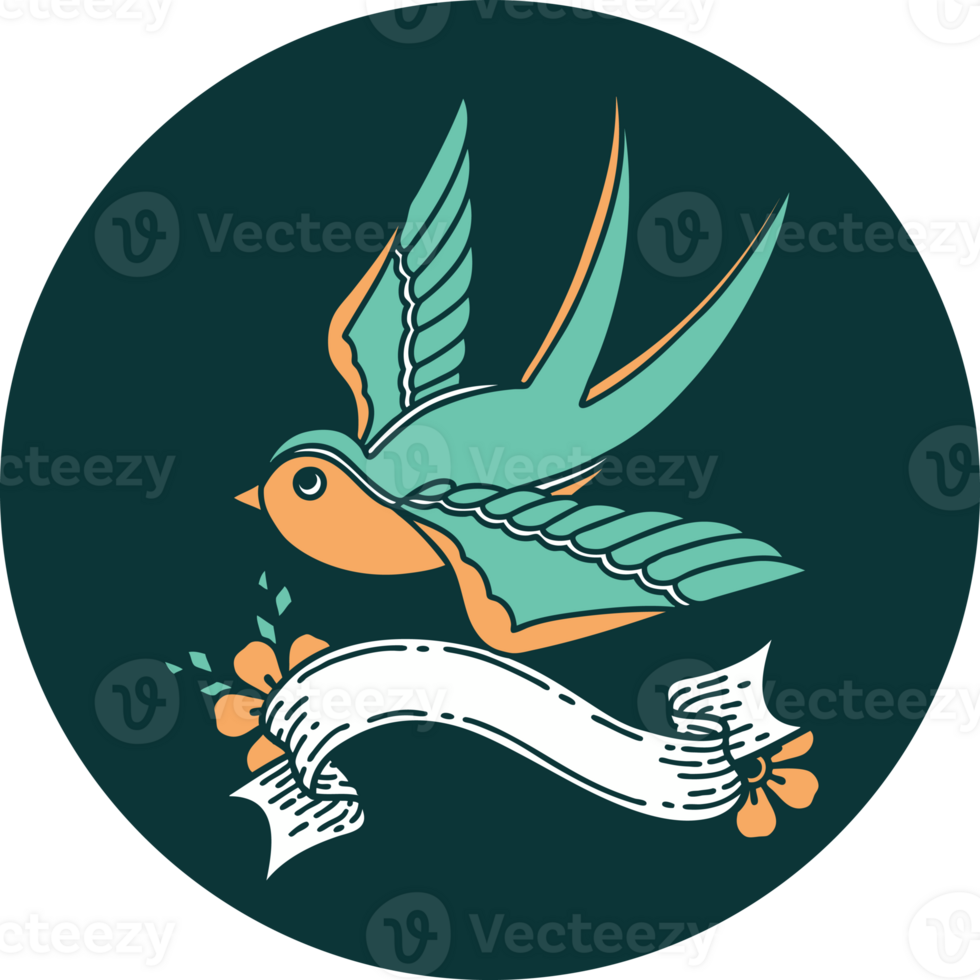 icon with banner of a swallow png