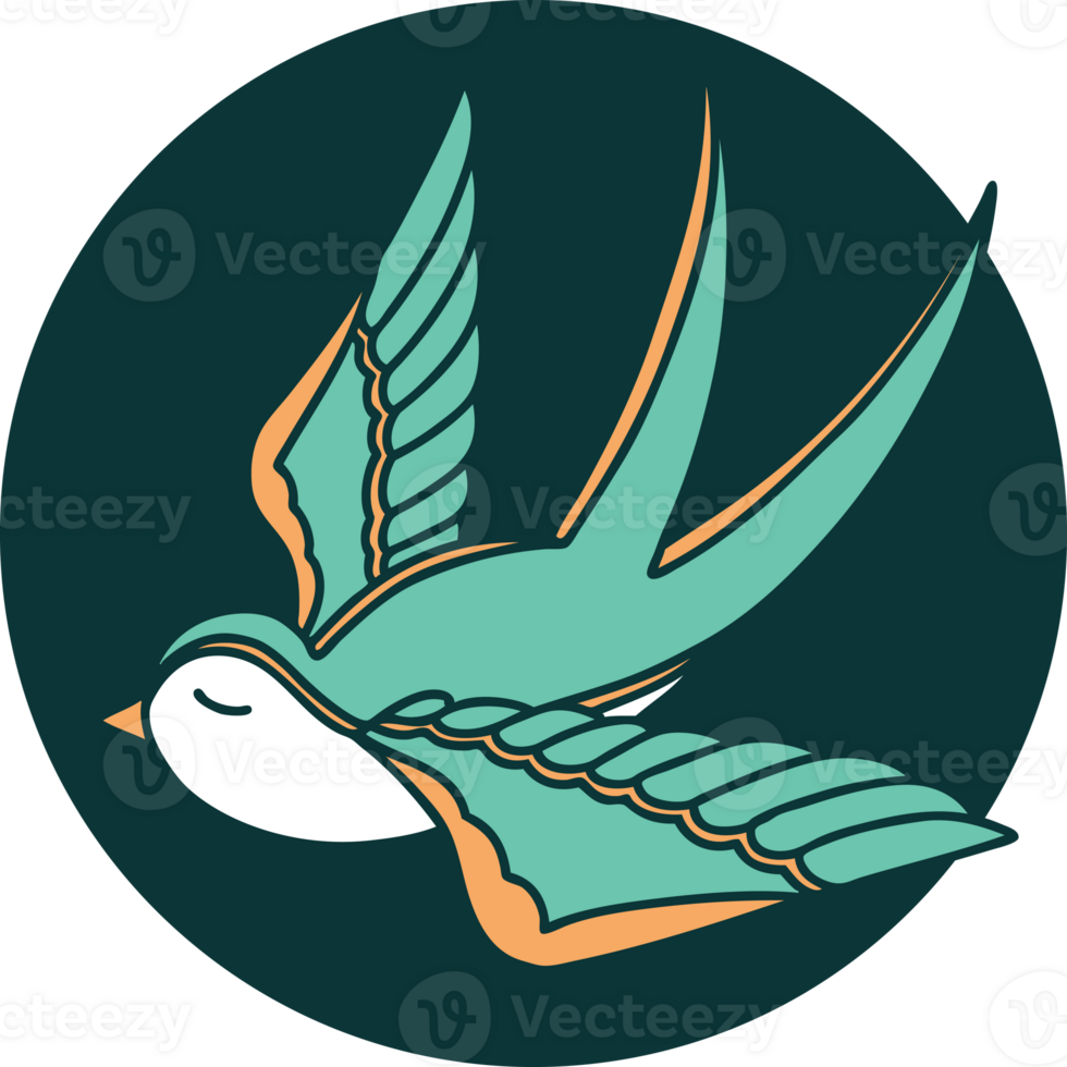 tattoo style icon of a swallow png