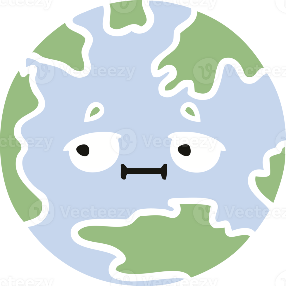 flat color retro cartoon planet earth png