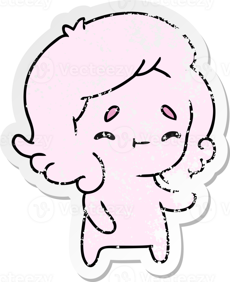 distressed sticker cartoon of a kawaii cute ghost png