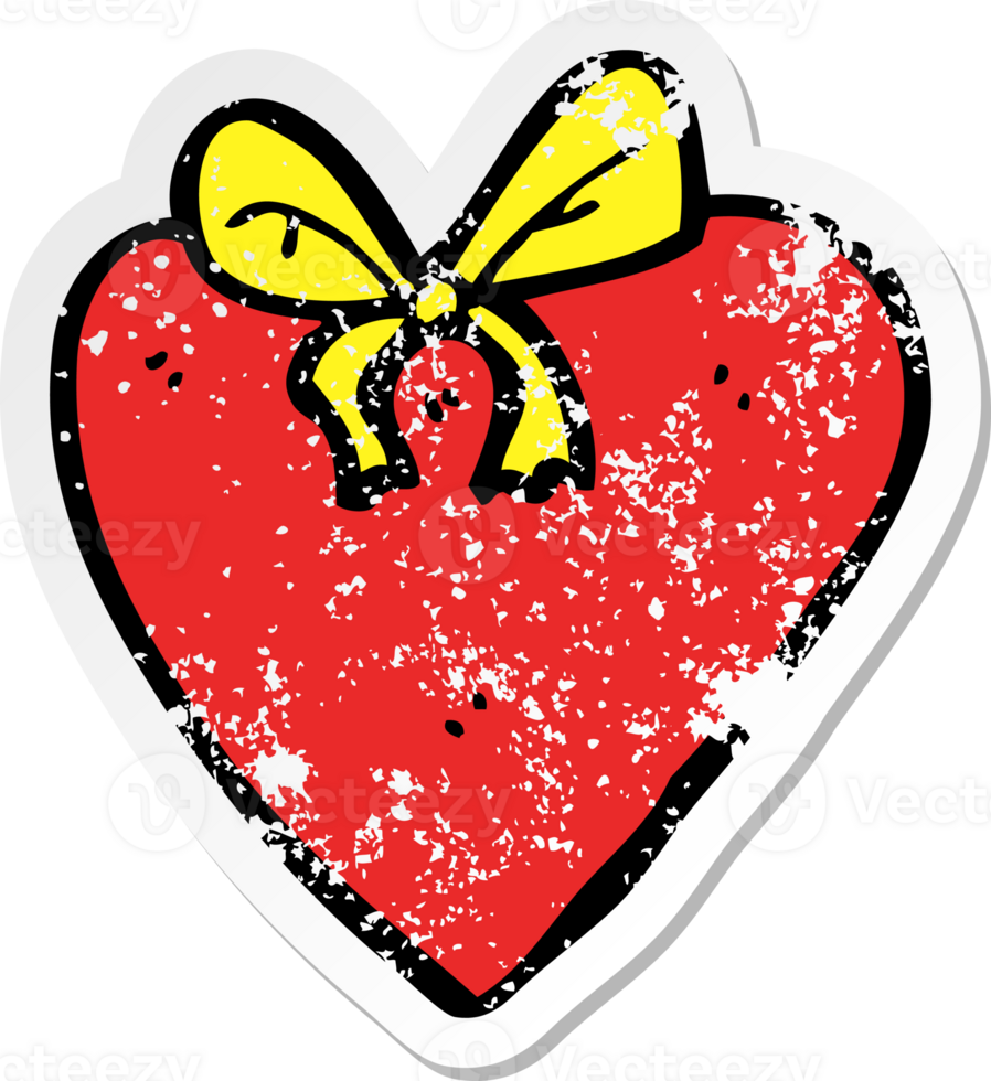 retro distressed sticker of a cartoon love heart png