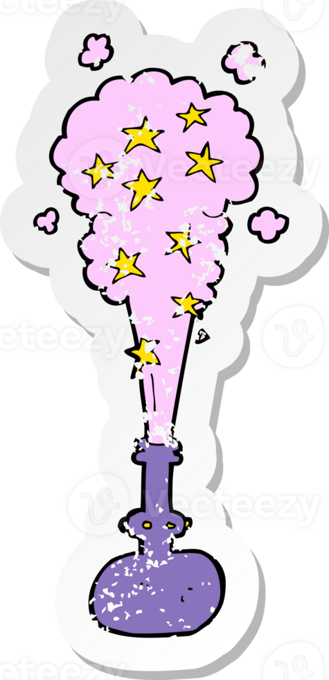 retro distressed sticker of a cartoon magic potion png