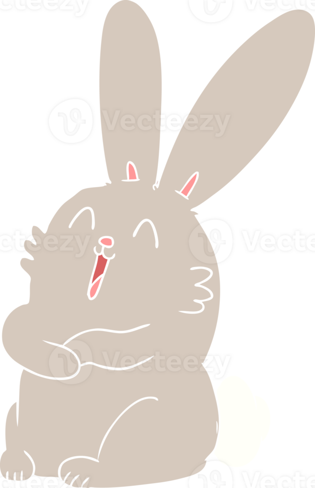 flat color style cartoon laughing bunny rabbit png