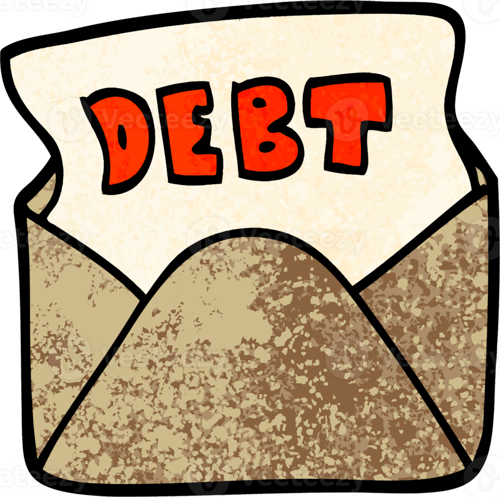 grunge textured illustration cartoon debt letter png