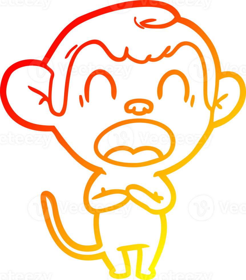 warm gradient line drawing yawning cartoon monkey png