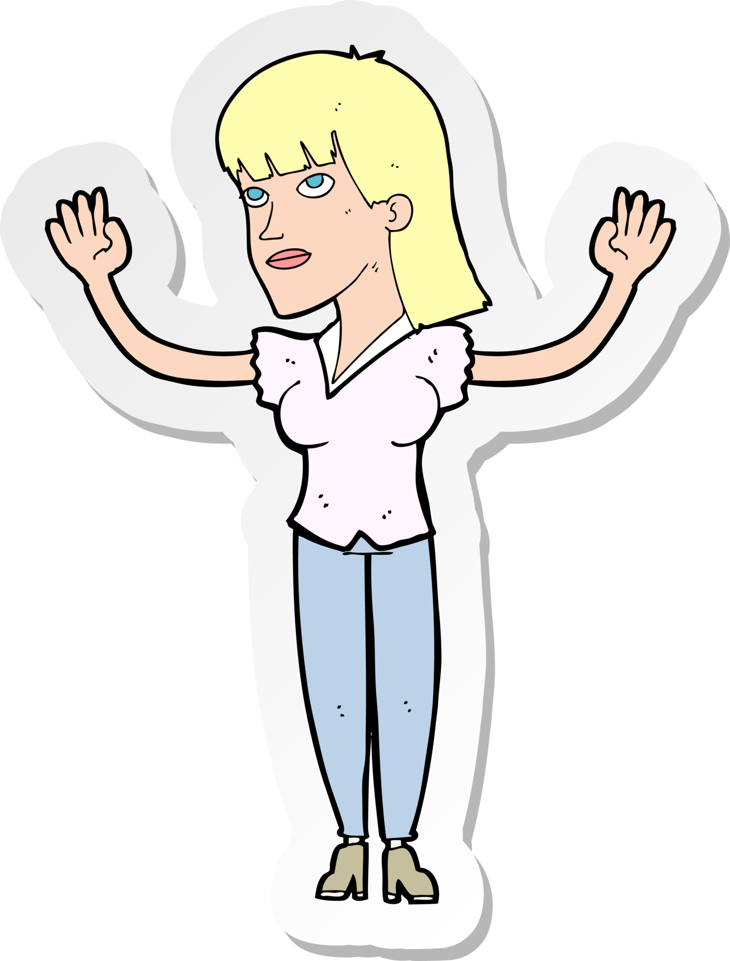 sticker of a cartoon woman throwing hands in air 45283017 PNG