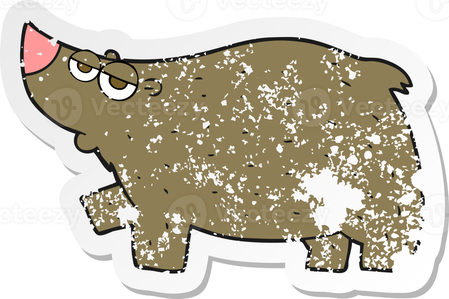 retro distressed sticker of a cartoon bear png