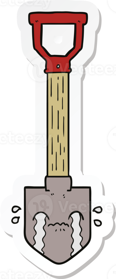 sticker of a cartoon crying shovel png
