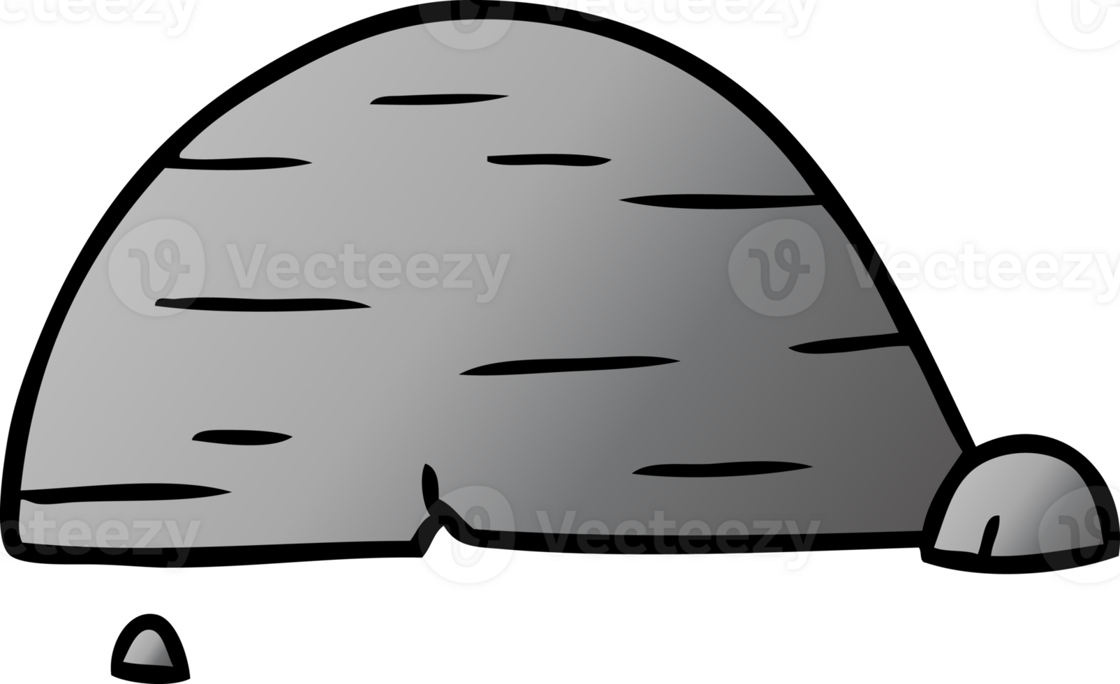 gradient cartoon doodle of grey stone boulder png