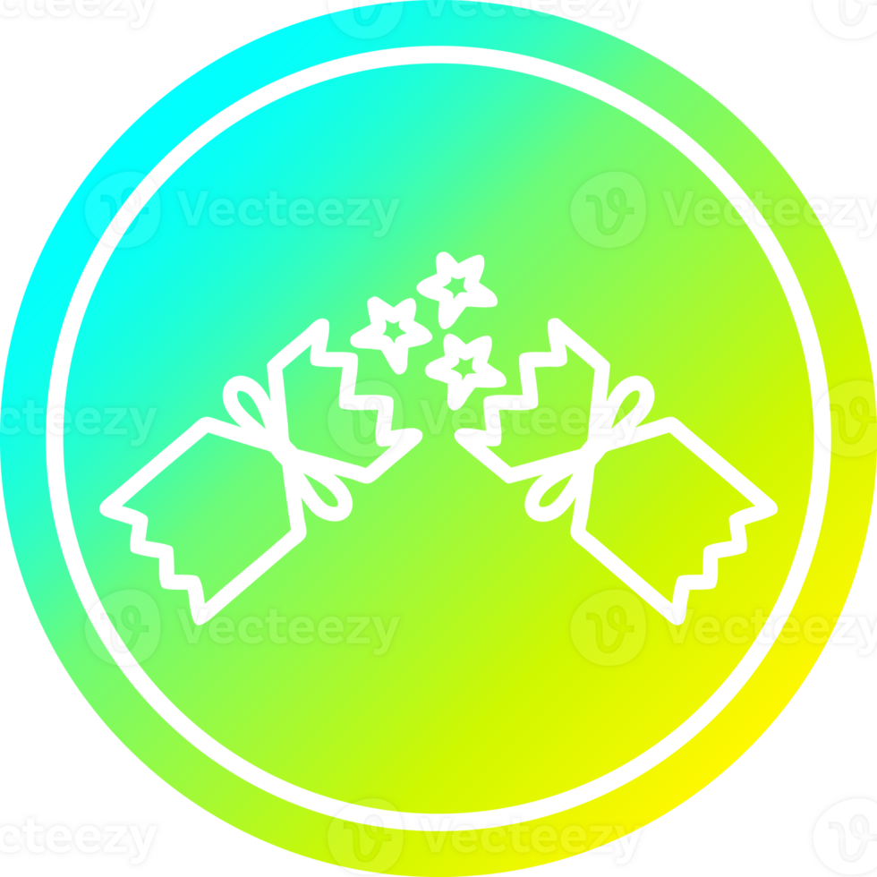 exploding christmas cracker circular in cold gradient spectrum png
