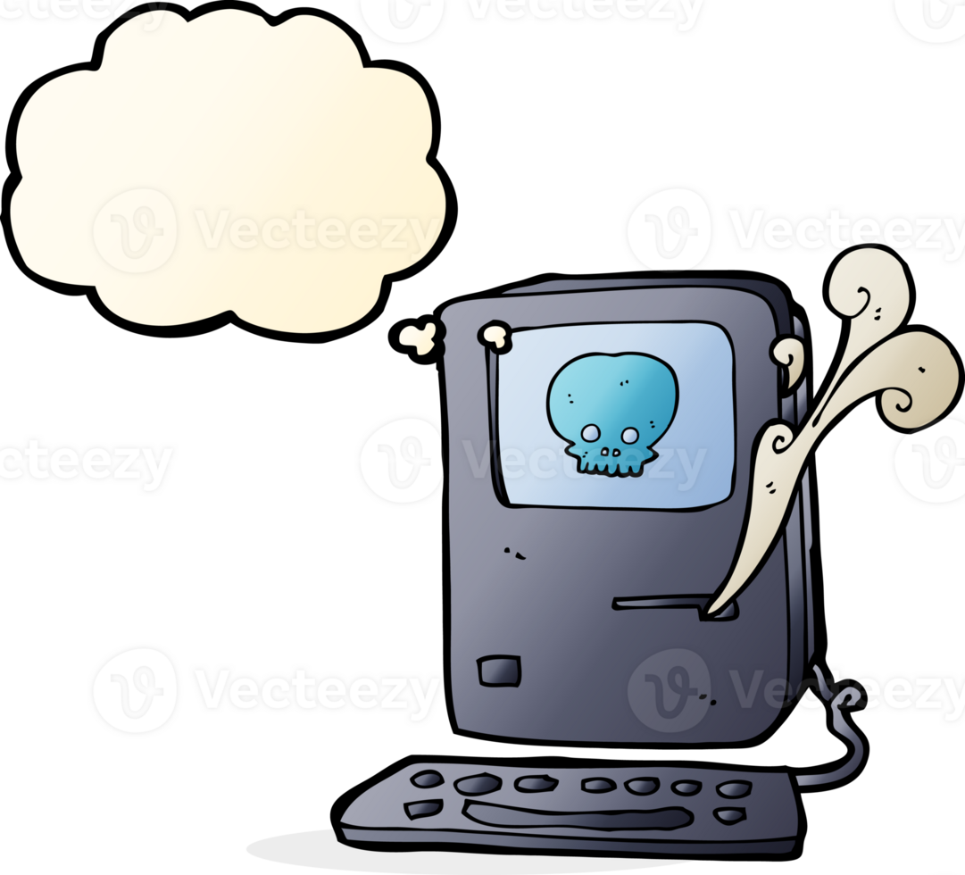 computer virus cartoon  with thought bubble png
