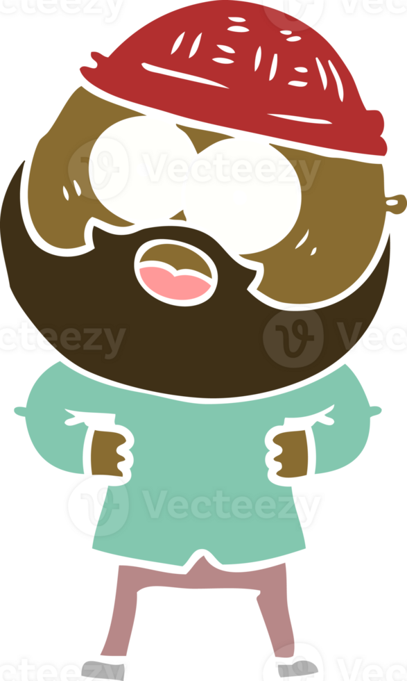 flat color style cartoon bearded man png