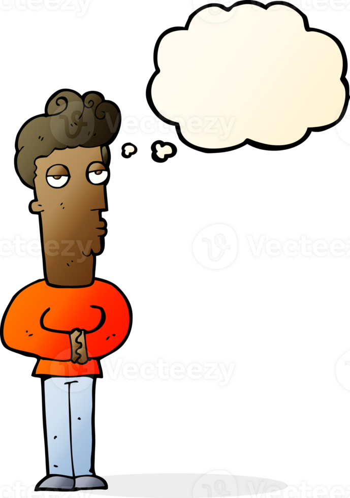cartoon arrogant man with thought bubble png