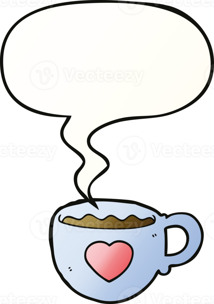 I love coffee cartoon cup and speech bubble in smooth gradient style png