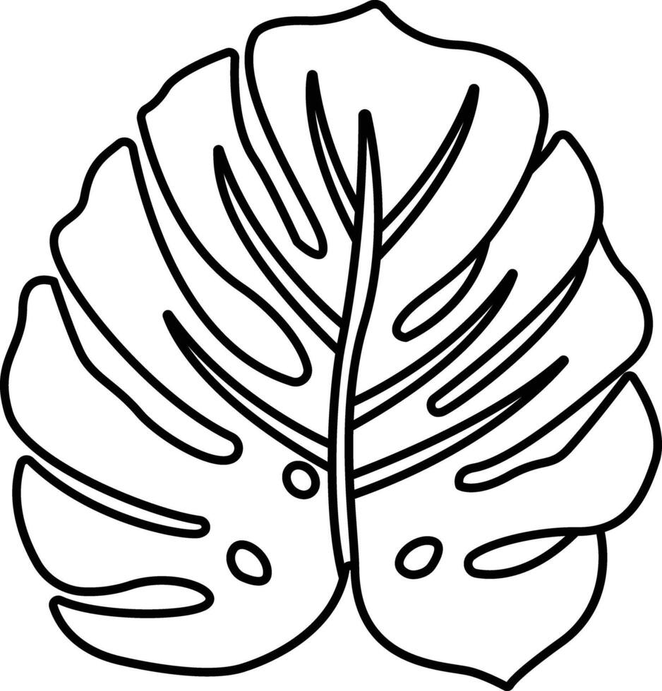 Monstera Leaf outline illustration vector
