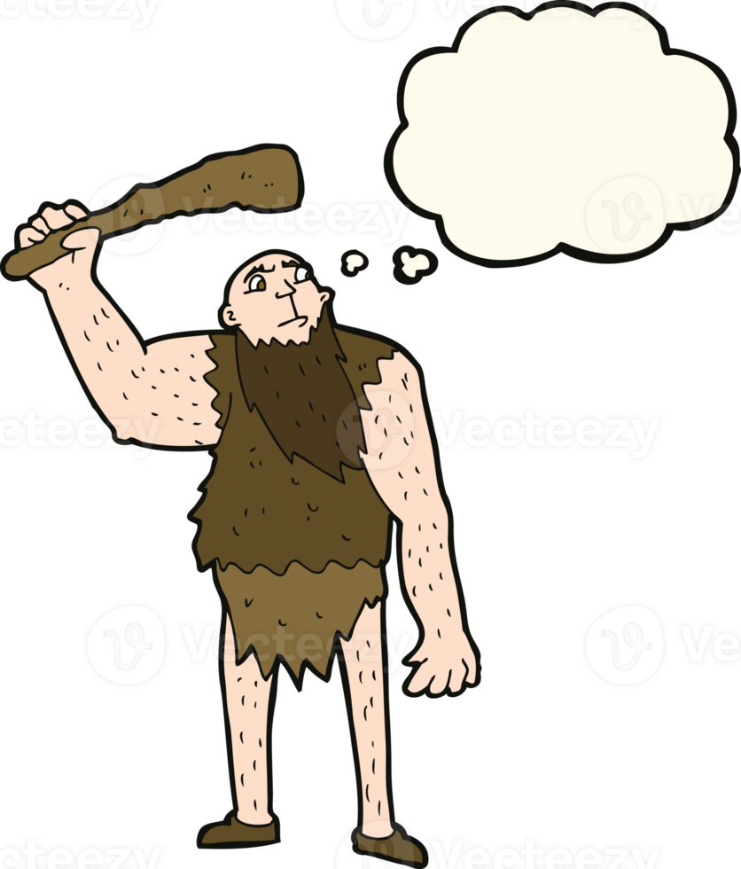 cartoon neanderthal with thought bubble png