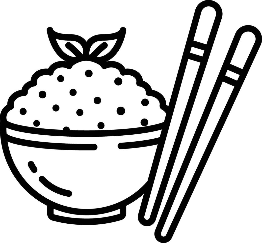 rice bowl outline illustration vector