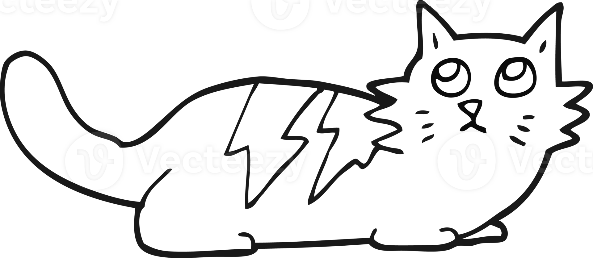 black and white cartoon cat png
