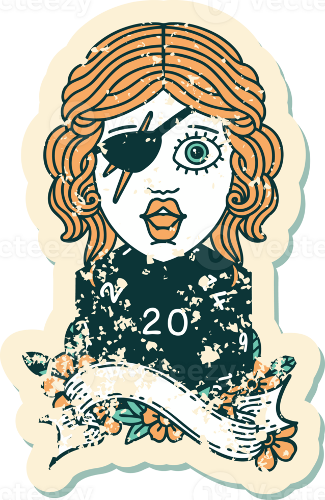 human rogue with natural twenty dice roll illustration png