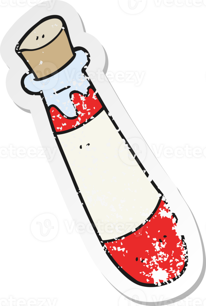 retro distressed sticker of a cartoon vial of blood png