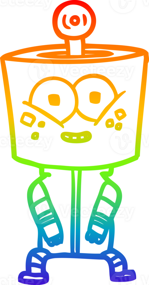 rainbow gradient line drawing happy cartoon robot png