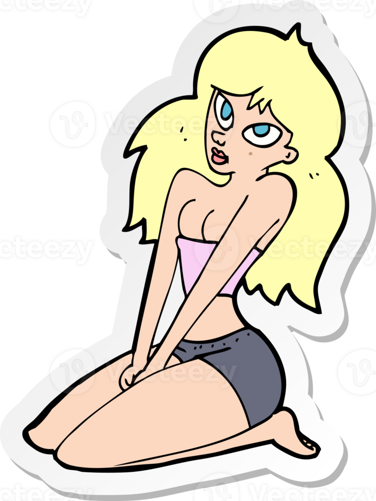 sticker of a cartoon woman in skimpy clothing png