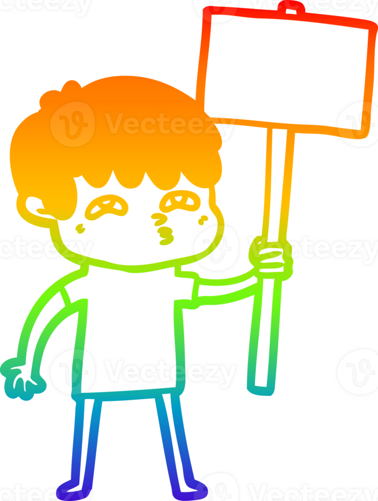 rainbow gradient line drawing cartoon curious man png