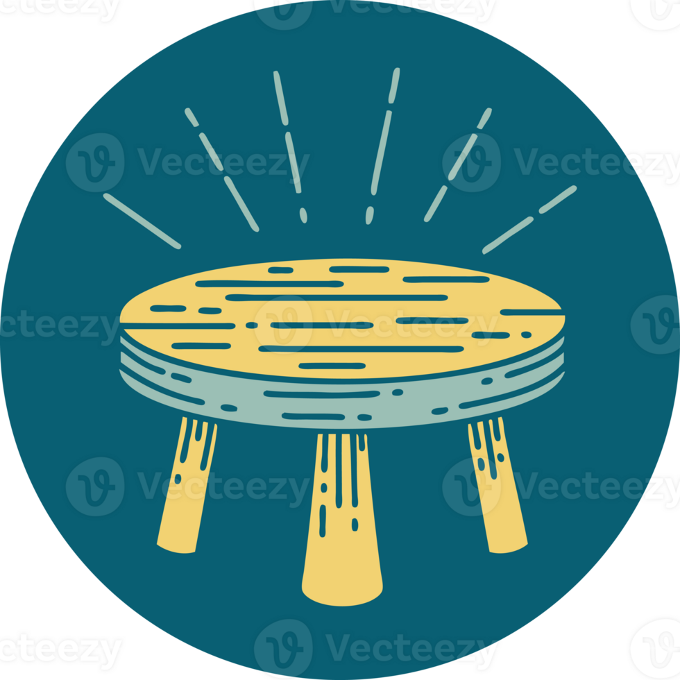 icon of tattoo style wooden stool png