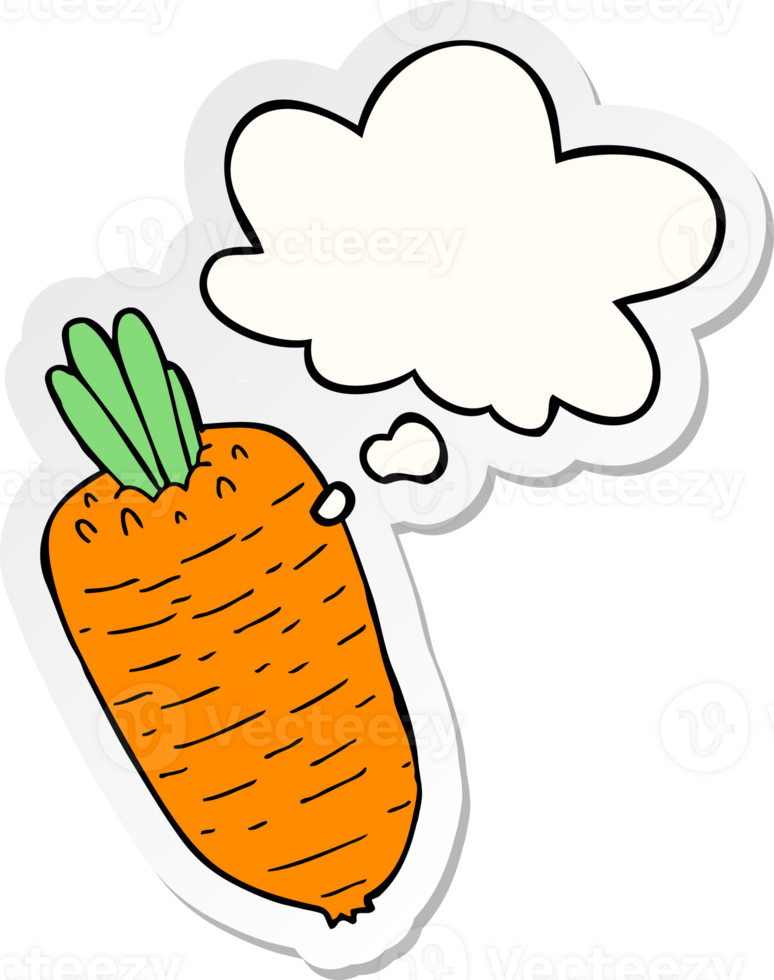 cartoon vegetable and thought bubble as a printed sticker png