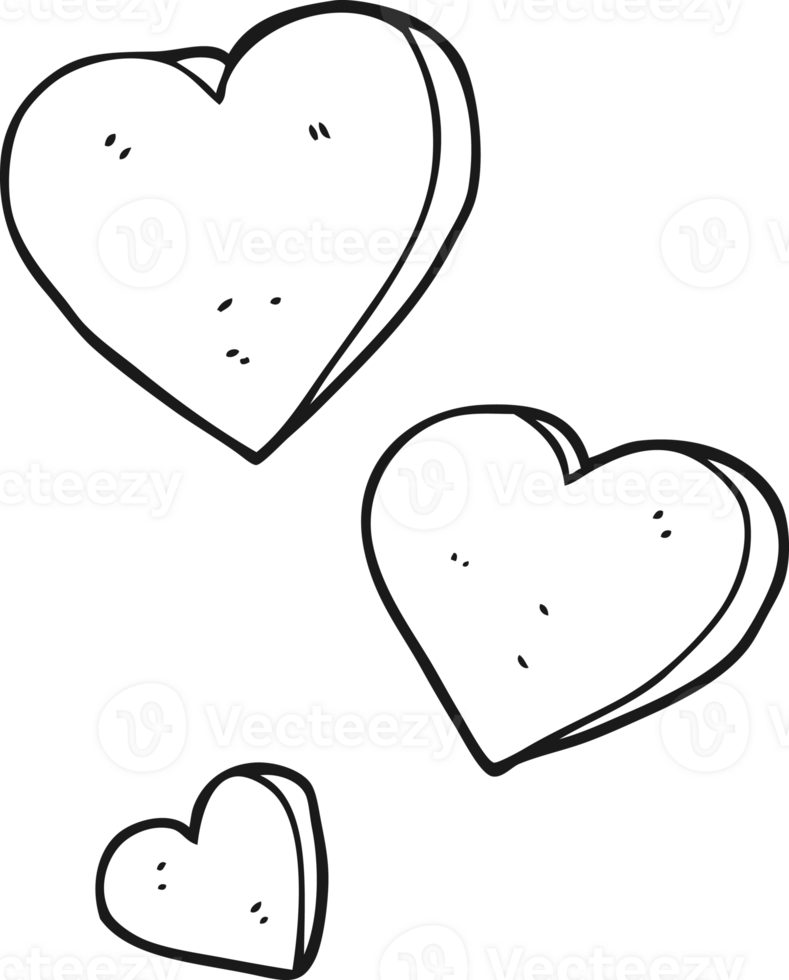 black and white cartoon hearts png