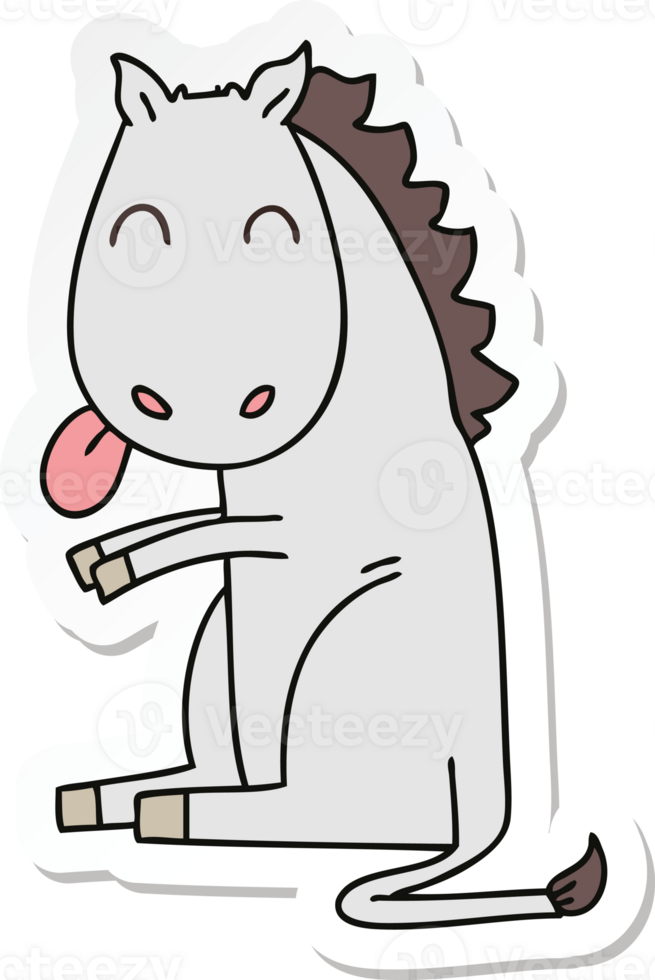 sticker of a quirky hand drawn cartoon horse png