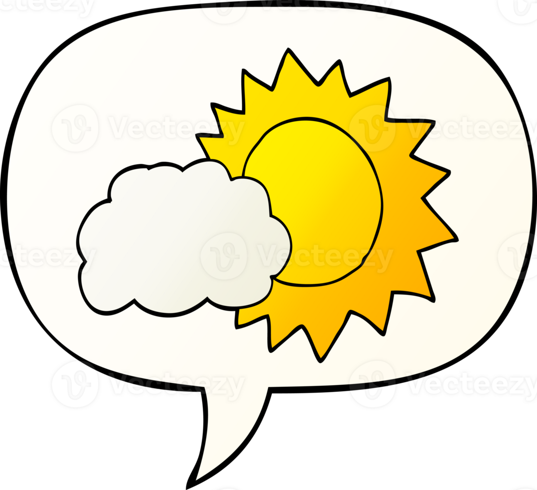 cartoon weather and speech bubble in smooth gradient style png