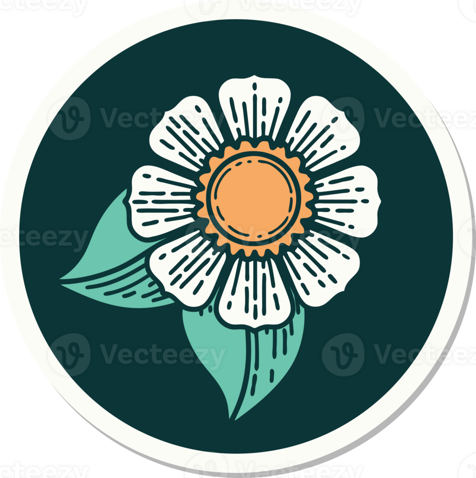 tattoo style sticker of a flower png
