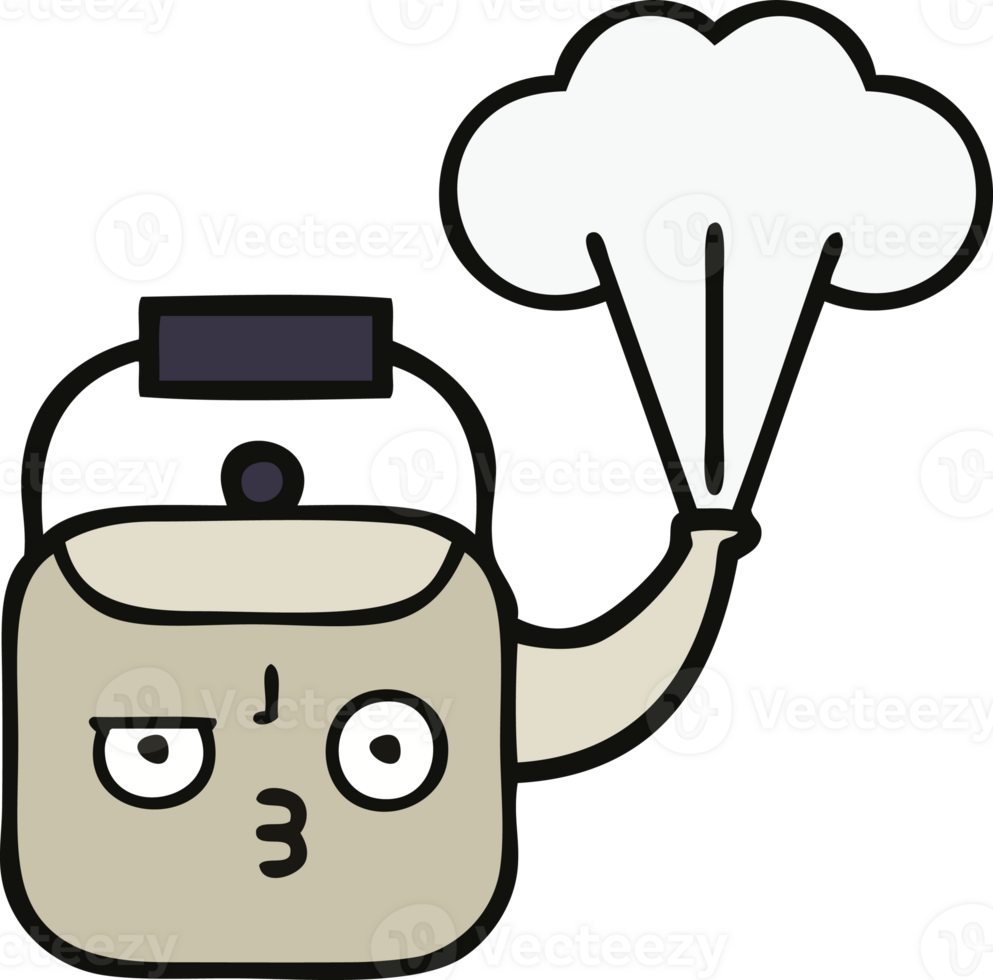 cute cartoon steaming kettle png