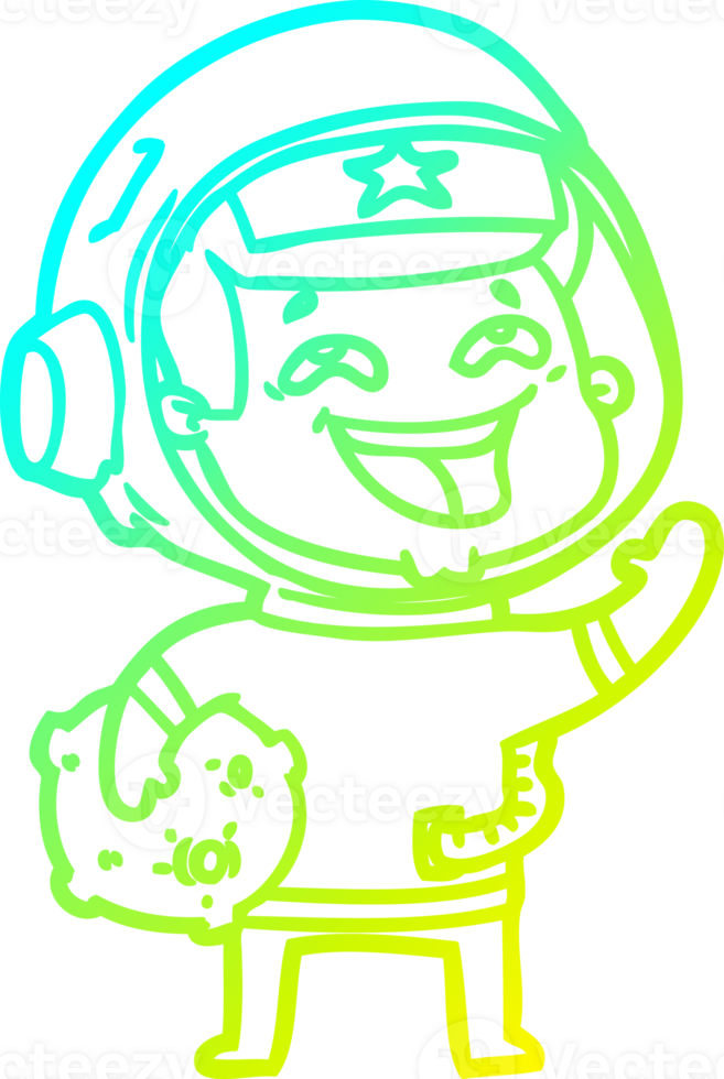 cold gradient line drawing cartoon laughing astronaut png
