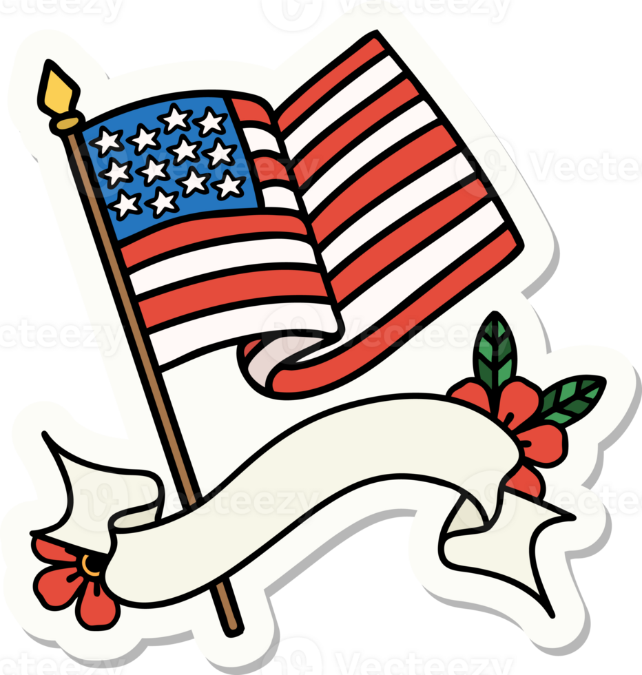 Tattoo-Aufkleber mit Banner der amerikanischen Flagge png