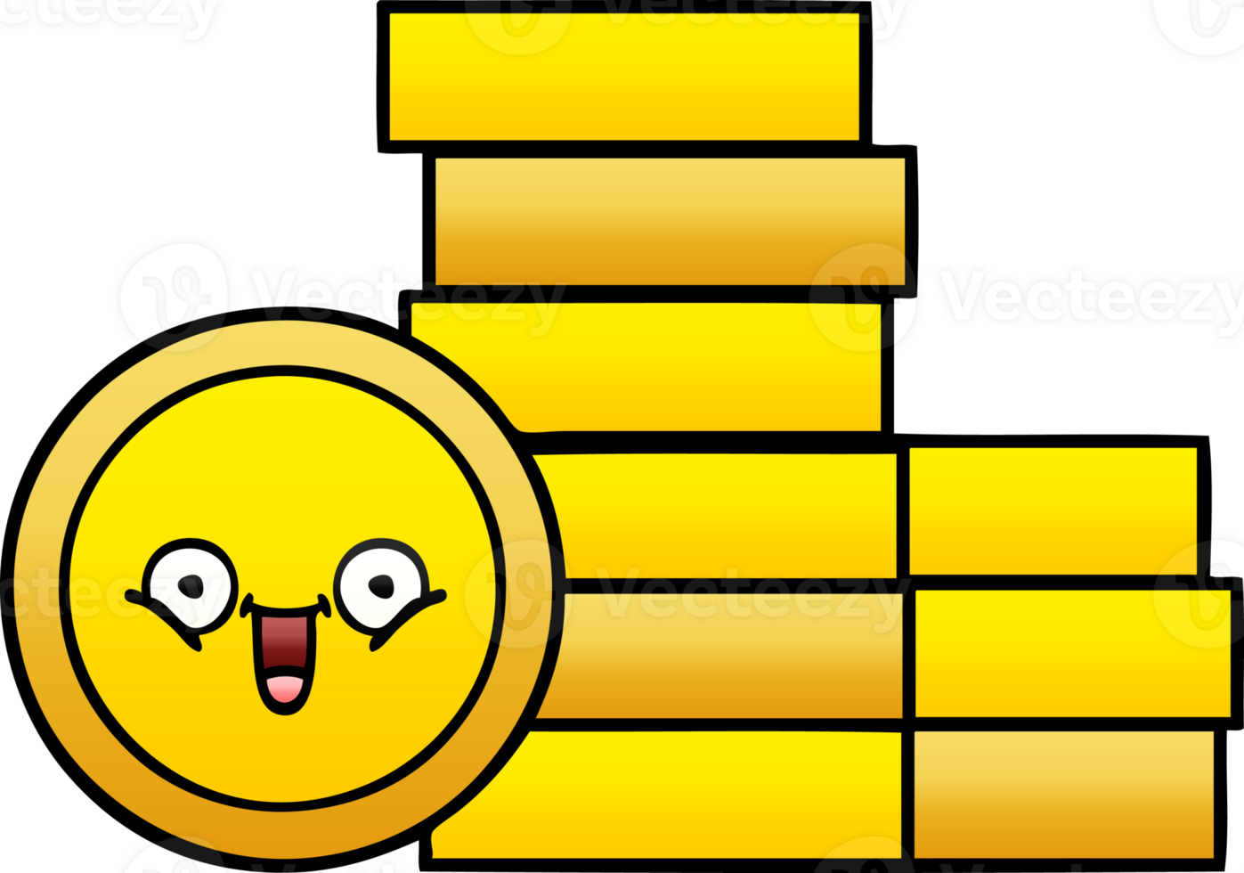 gradient shaded cartoon coins png