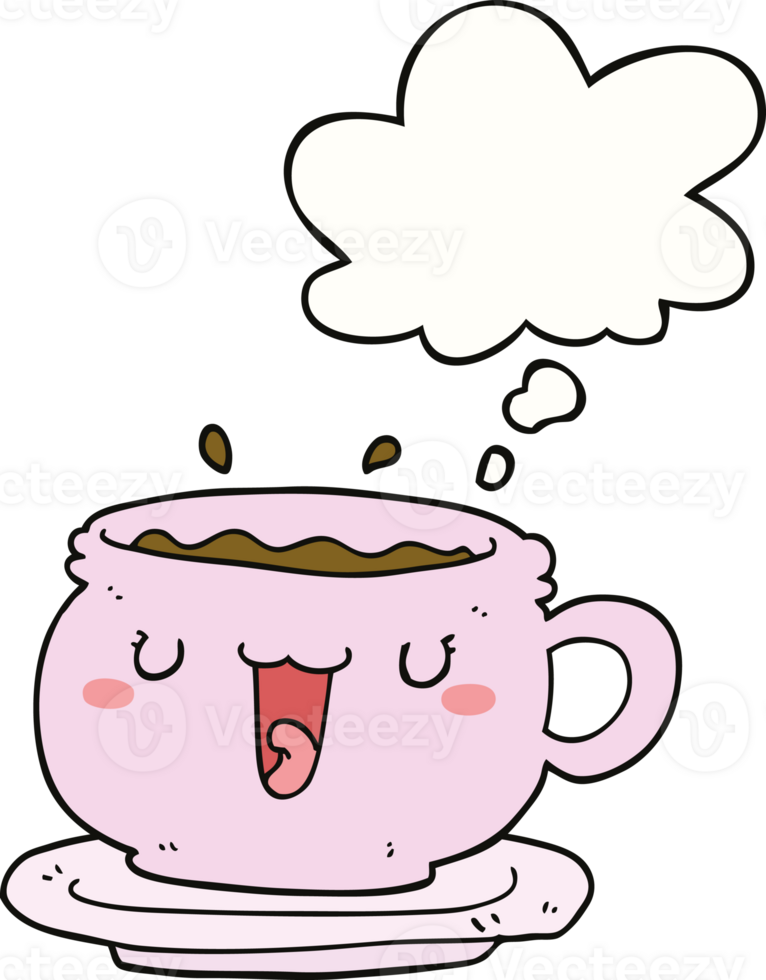 cute cartoon cup and saucer and thought bubble png