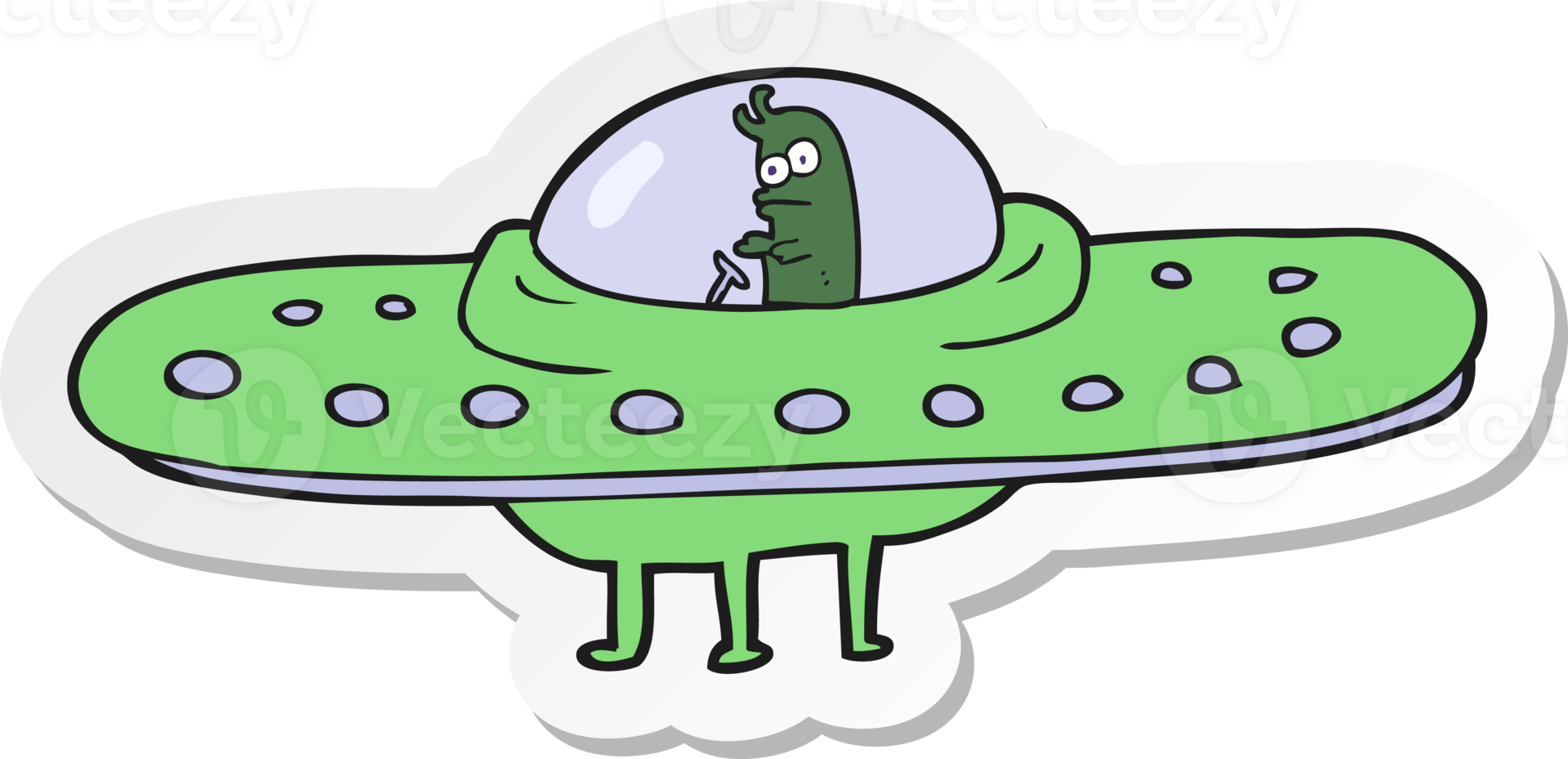 sticker of a cartoon ufo png