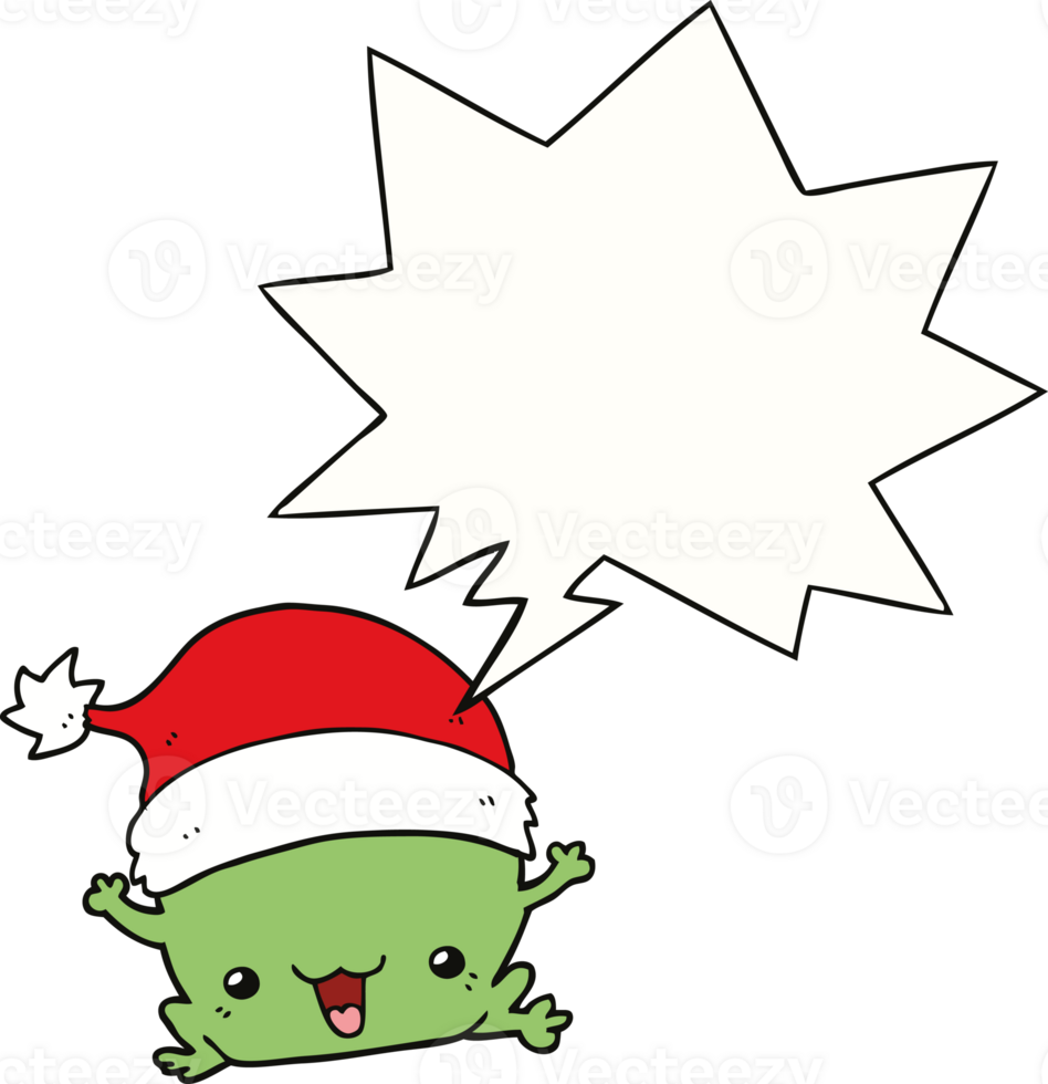 cute cartoon christmas frog and speech bubble png