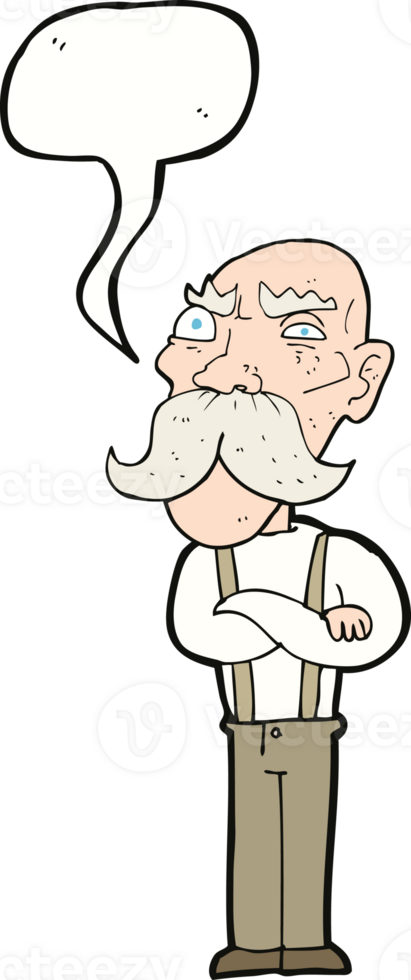 cartoon angry old man with speech bubble png