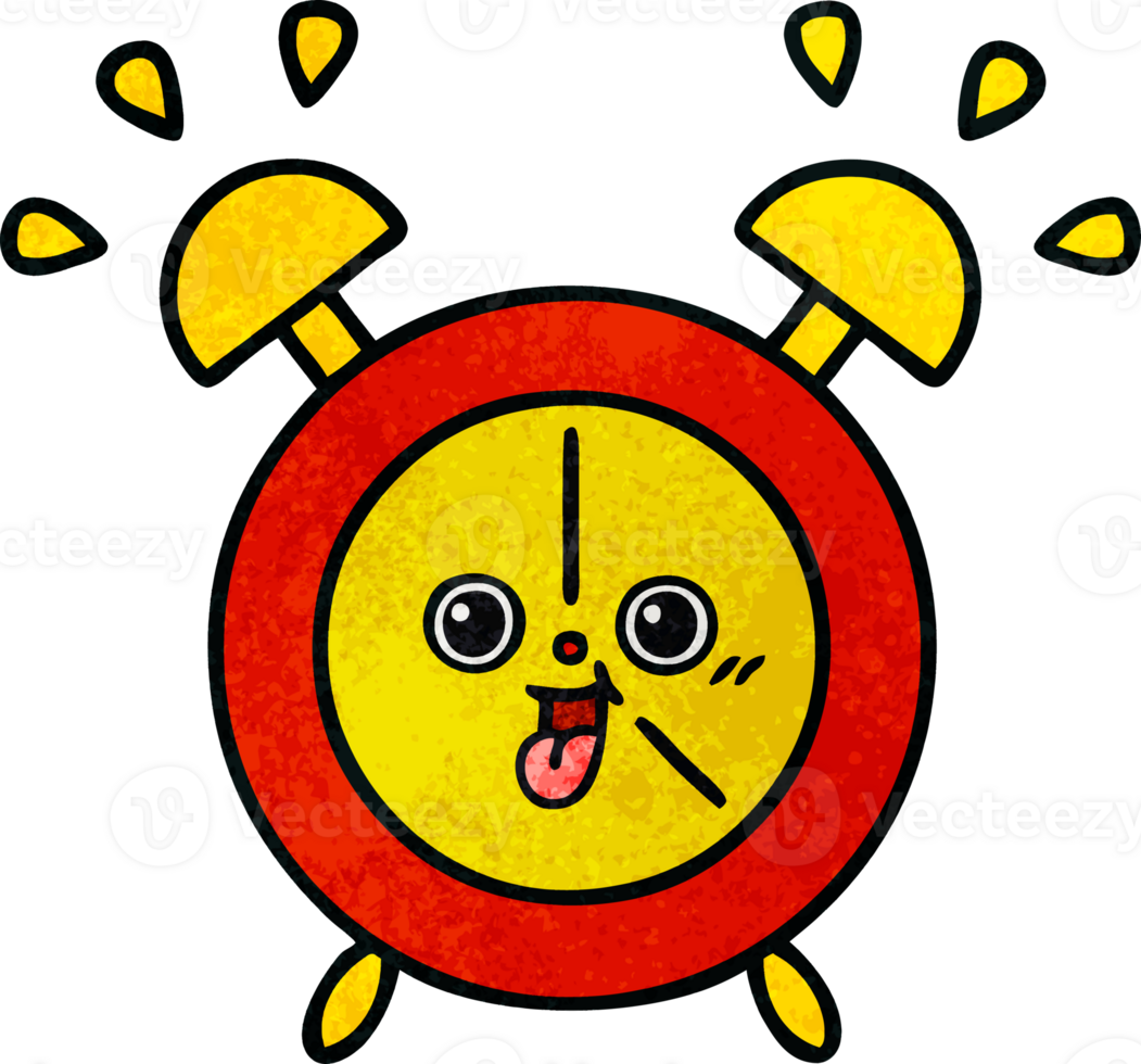 retro grunge texture cartoon alarm clock png