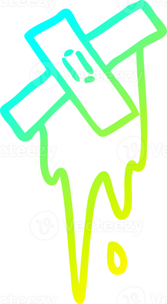 cold gradient line drawing cartoon cut and sticking plaster png